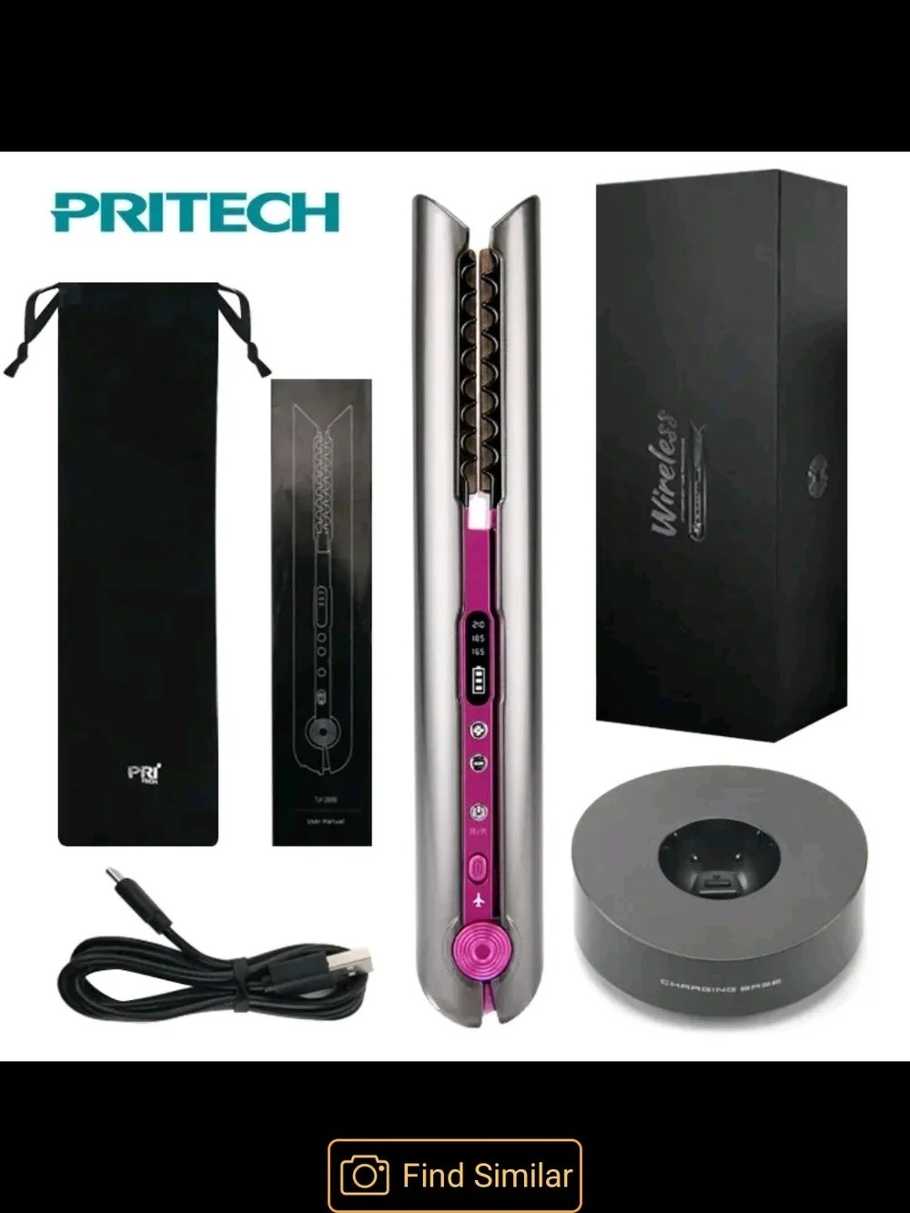PRITECH Wireless Hair Curler in Pink and Silver